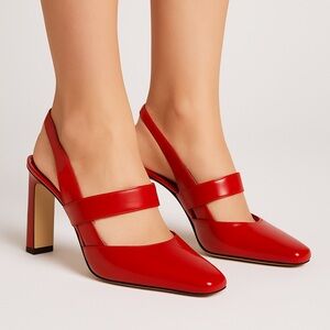 Manolo Blahnik Red Patent Leather Slingback Heels/Size 7.5